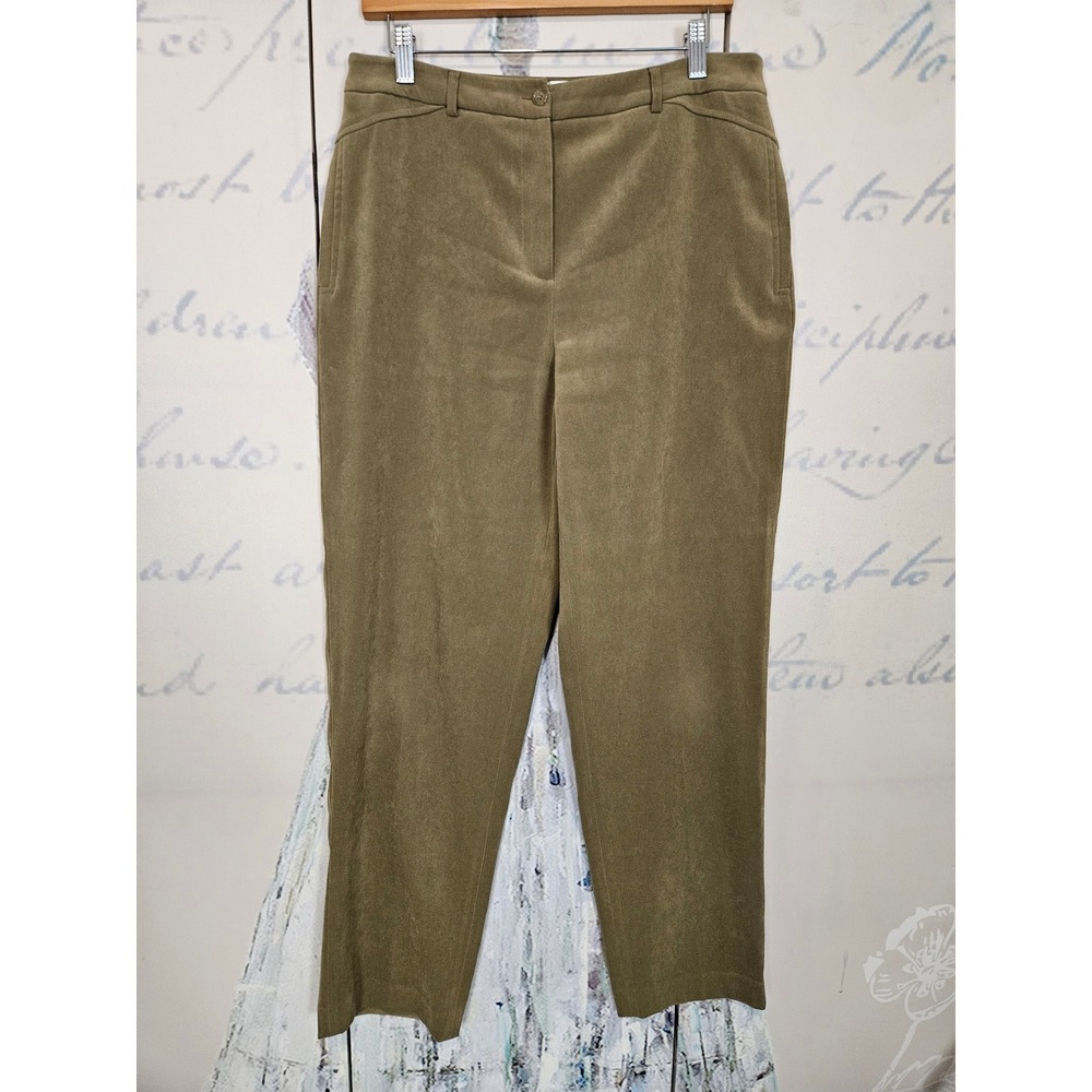 Talbots Tapered Trousers 12 Olive Khaki Stretch High Rise Career Business Casual